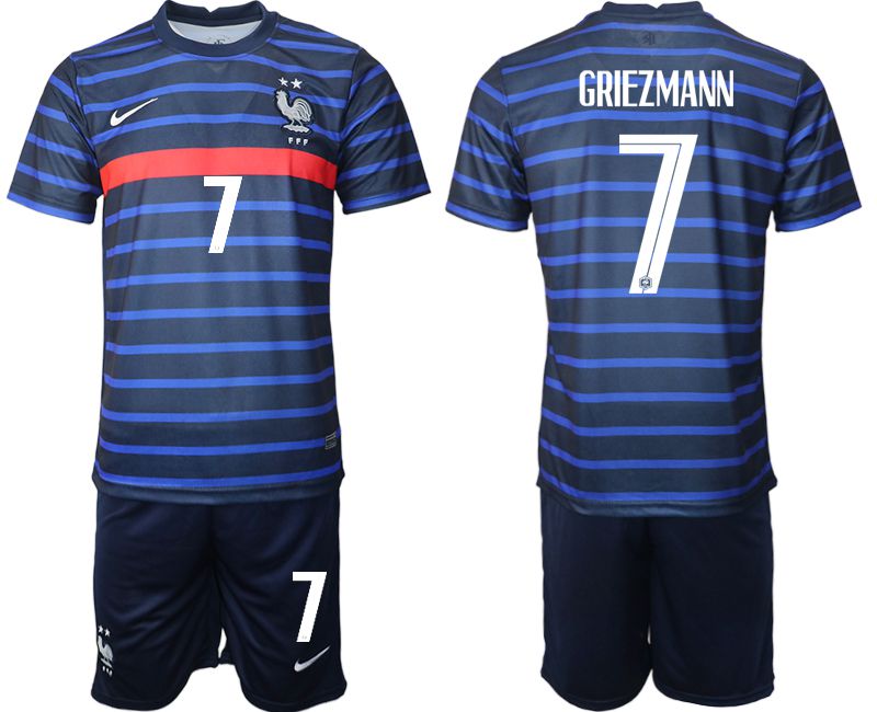 Men 2020-2021 European Cup France home blue #7 Soccer Jersey